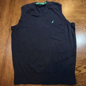 Vintage Nautica Sweater Vest Knit Casual V-neck 90s Sleeveless Jumper Small